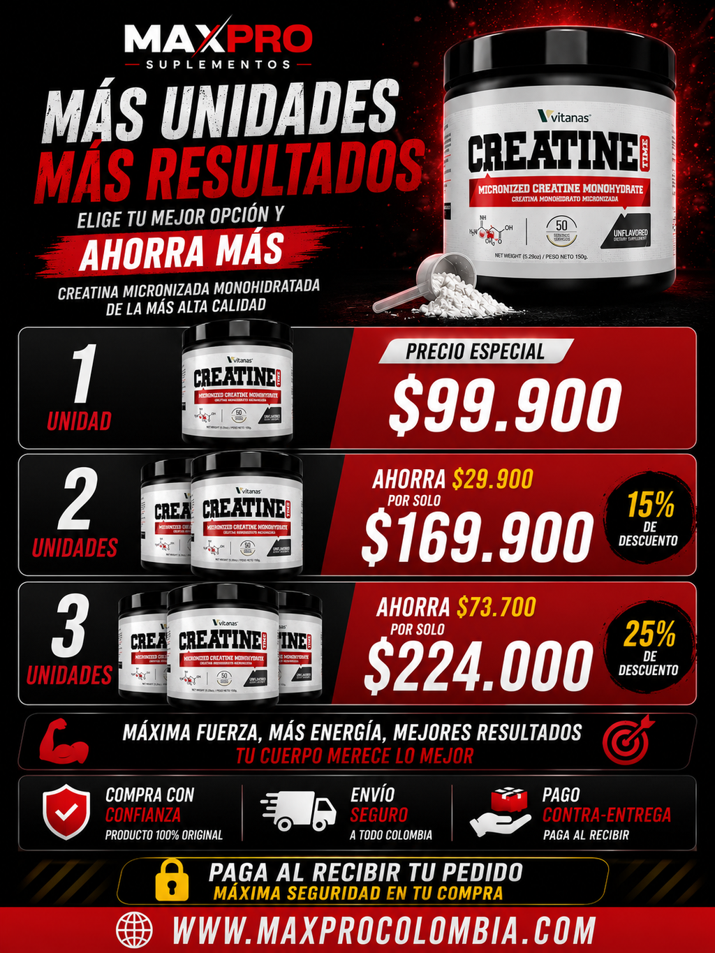 CREATINA  MICRONIZADA MONOHIDRATADA 50 SERVICIOS