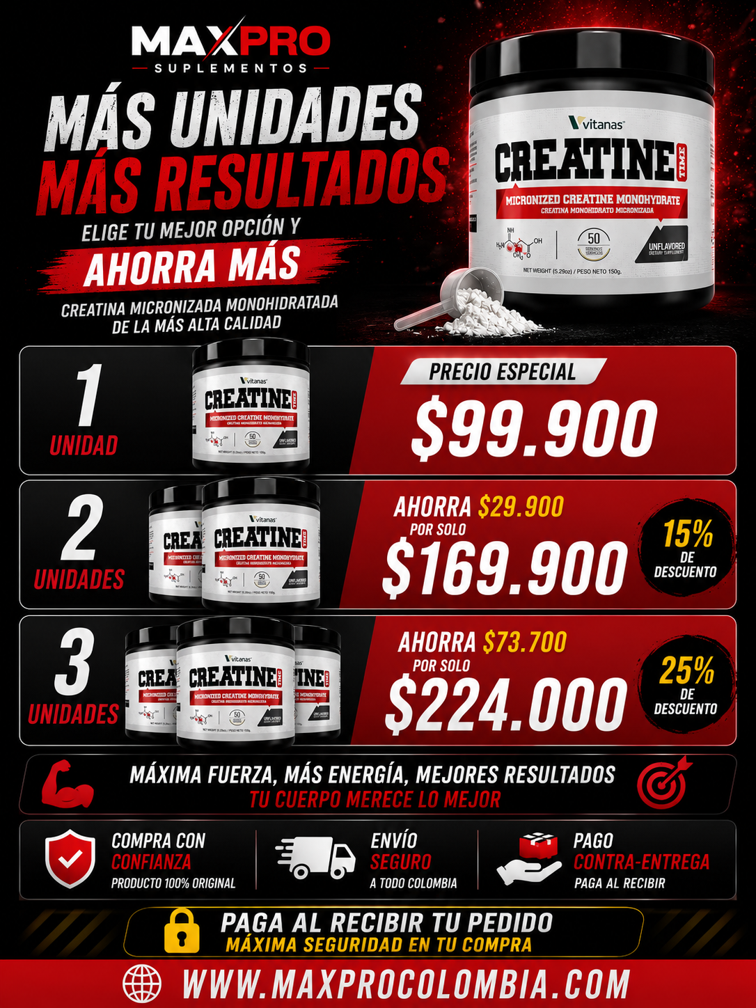CREATINA  MICRONIZADA MONOHIDRATADA 50 SERVICIOS