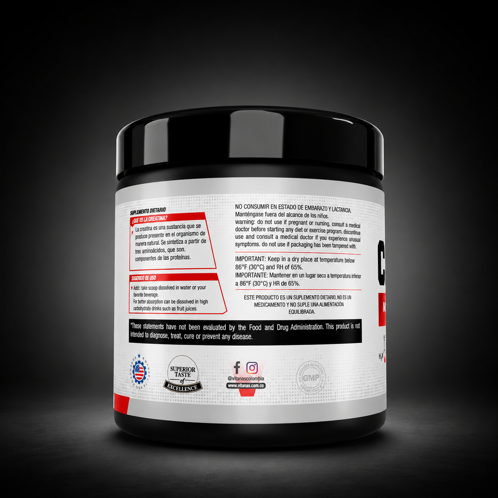 CREATINA MONOHIDRATADA MICRONIZADA 50 SERVICIOS VITANA