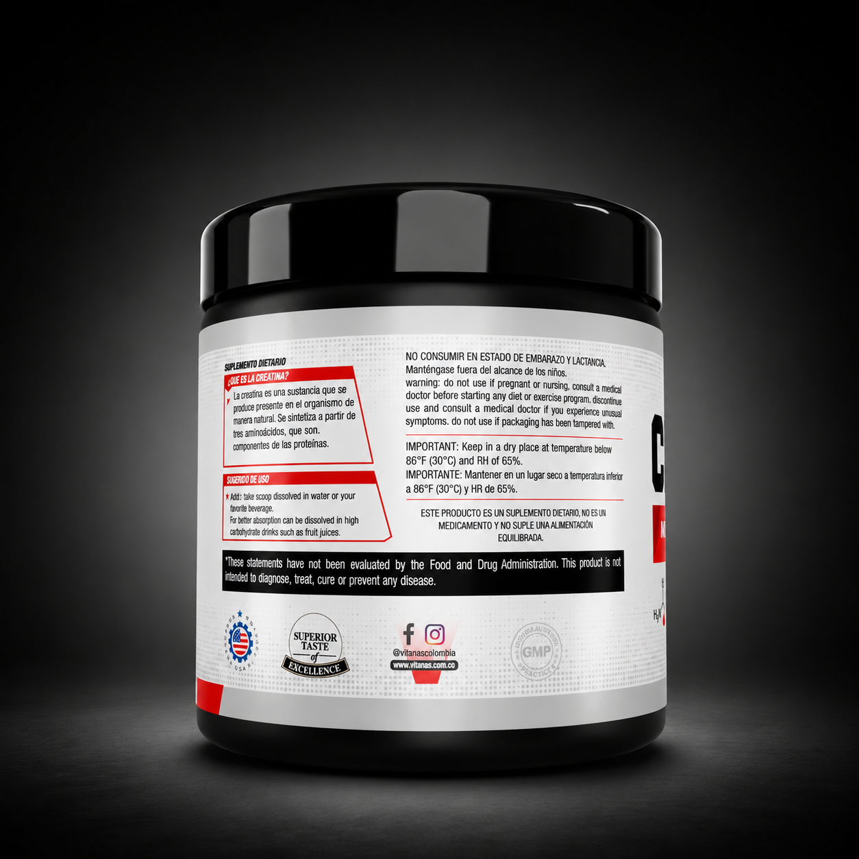 CREATINA MONOHIDRATADA MICRONIZADA 50 SERVICIOS VITANA