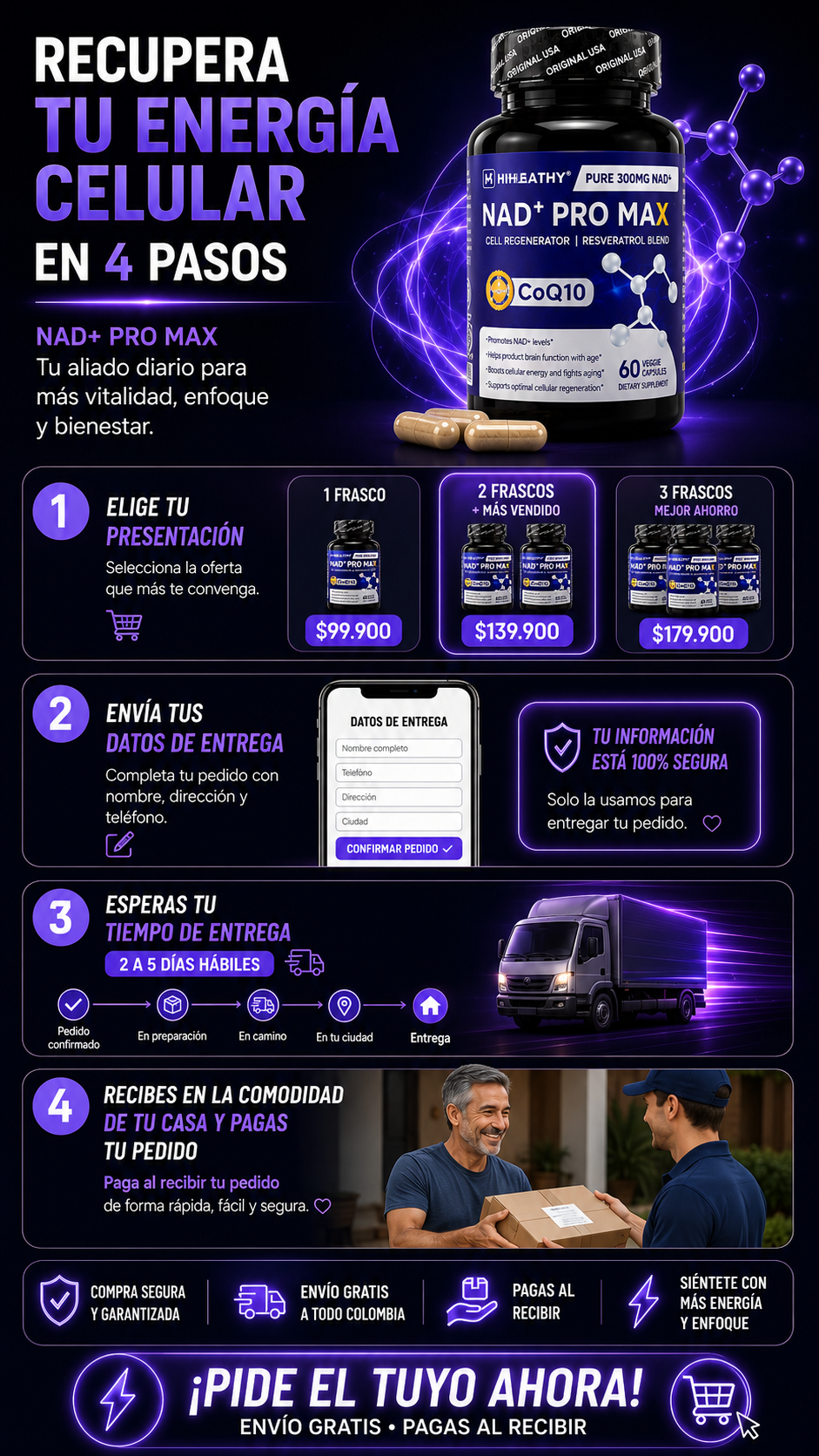 NAD+ PRO MAX - APOYO DE ENERGIA CELULAR