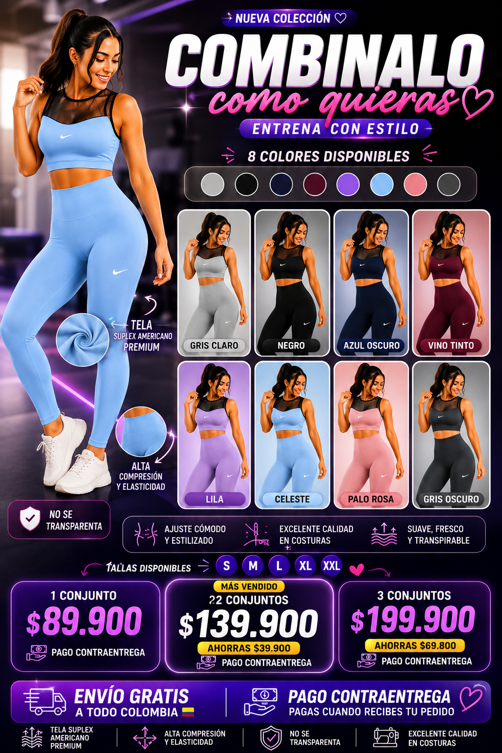 CONJUNTO DEPORTIVO LEGGINS Y TOP