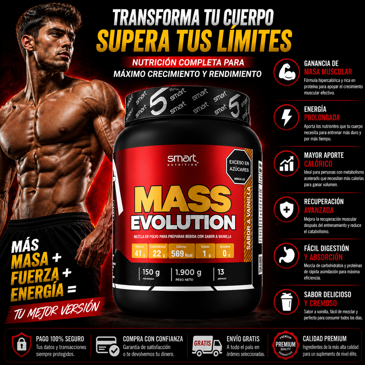 MASS EVOLUTION 4 LBS - PROTEINA