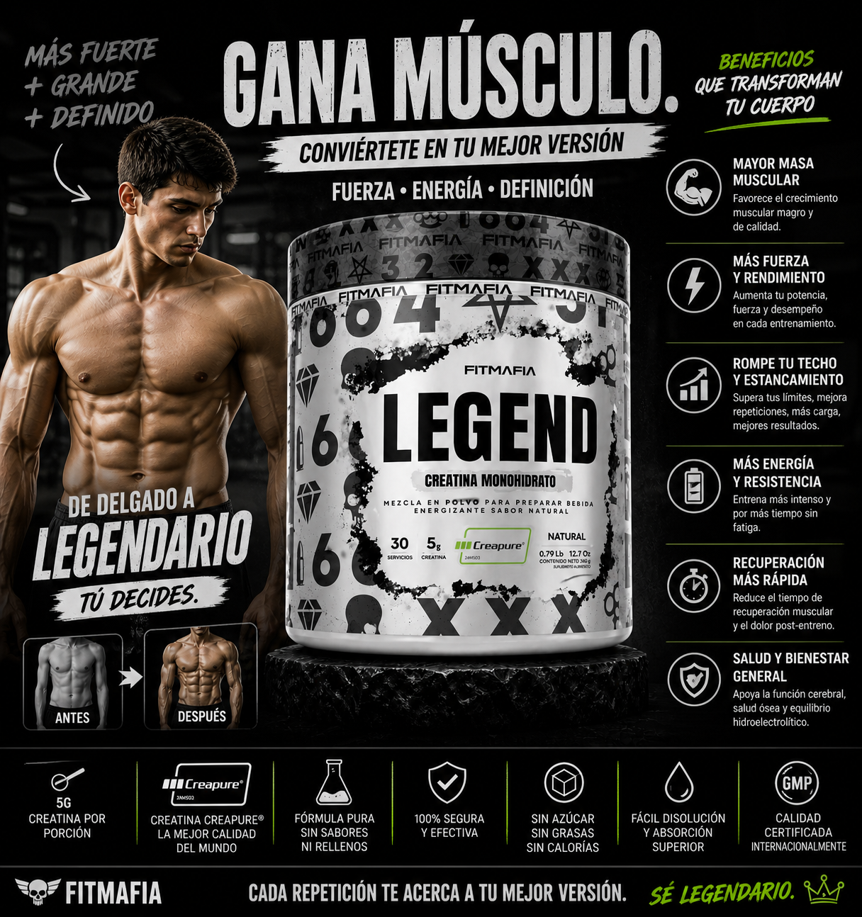LEGEND 30 SERV-CREATINA MONOHIDRATADA